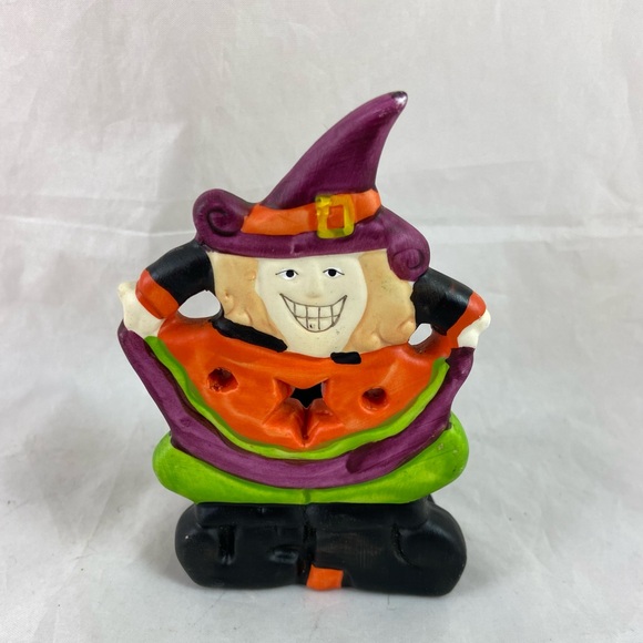 5 Halloween Pumpkin Shaped Tea Light Holders Jack-O-Lantern Witch K’s Ceramics - Picture 14 of 16